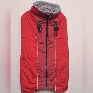 3XL Dog Jacket Red Winter Coat Hooded Fleece Lined Zip Warm Pet Vest